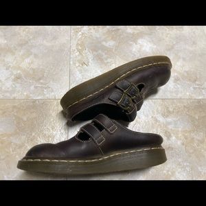 Dr. martens: chocolate brown leather mule